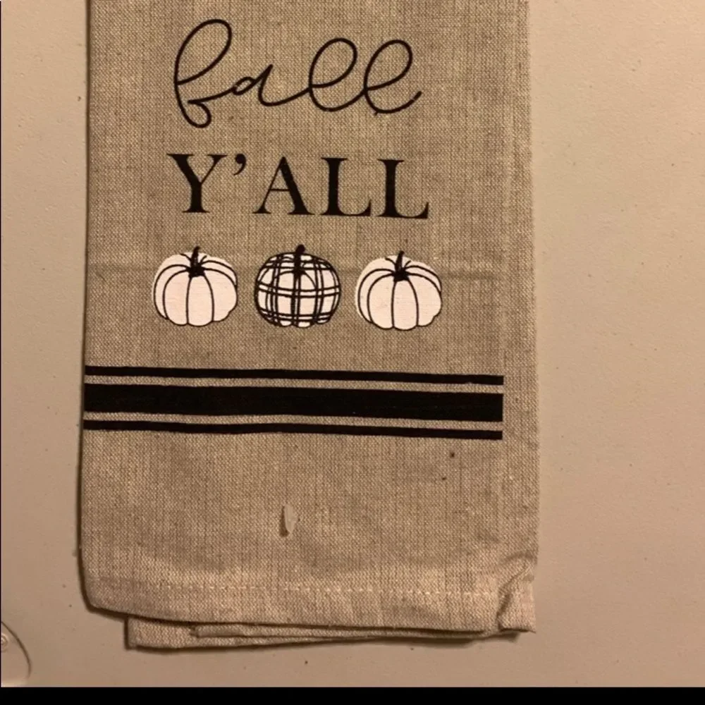NWT Harvest Collection Happy Fall Y’all kitchen towel Farmhouse black white